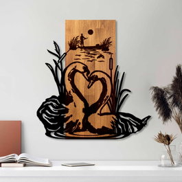 Wallity Swan Lake Escultura de Pared en Nogal y Negro
